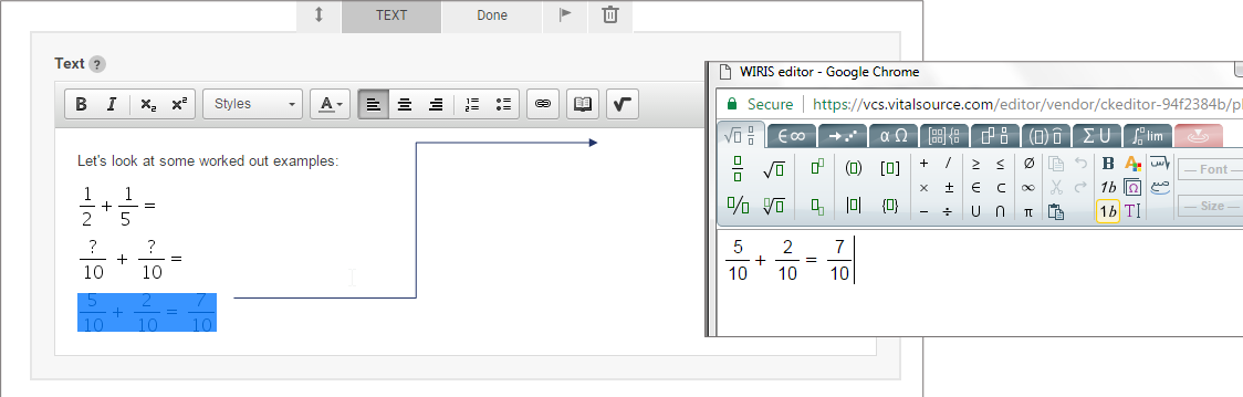 Editing Math in the Math editor Window