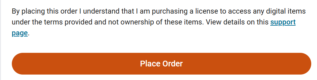 Place order button in cart