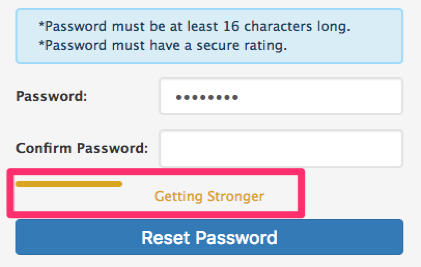 Getting stronger password security level diagram