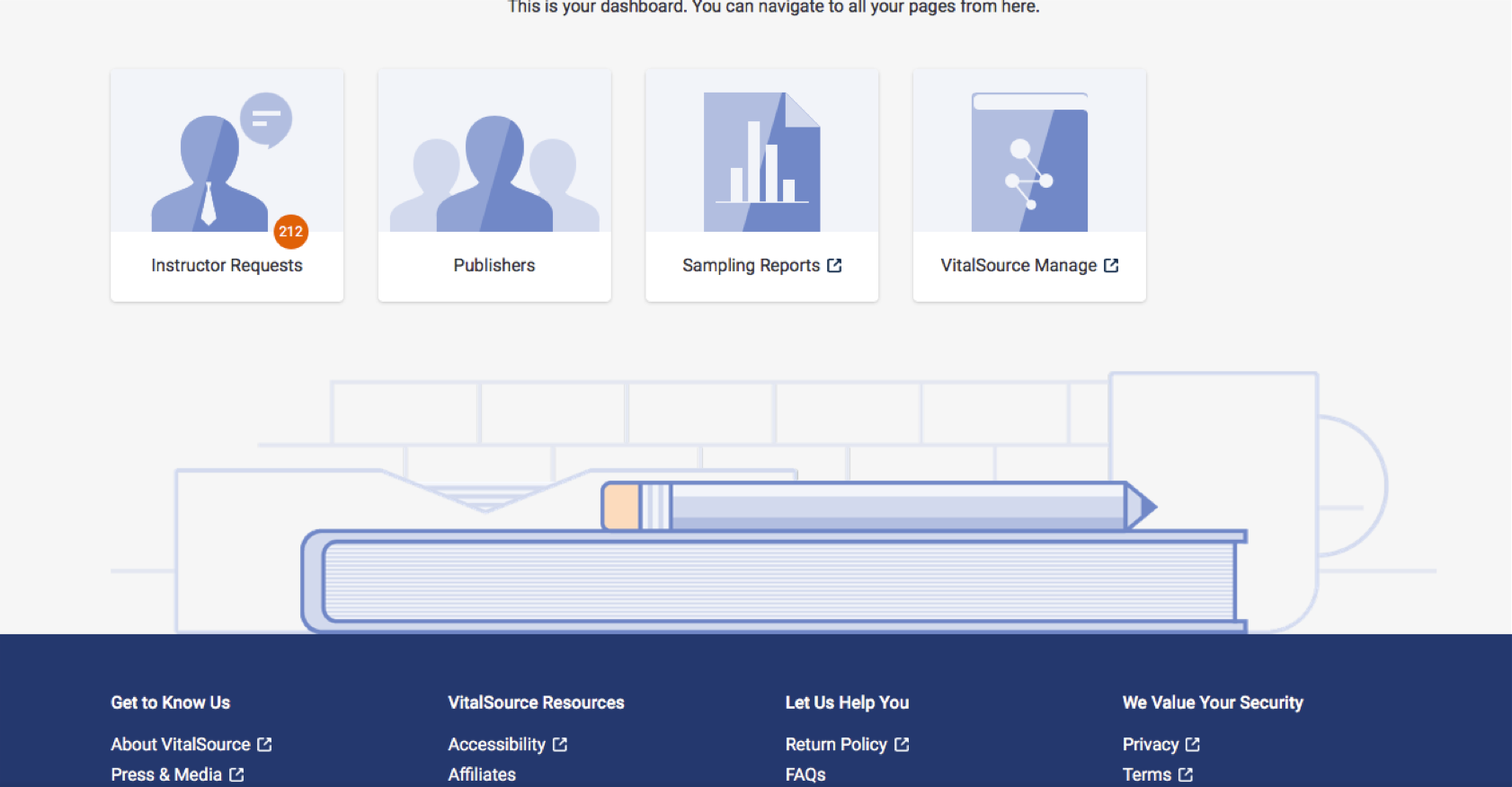 Dashboard menu screen