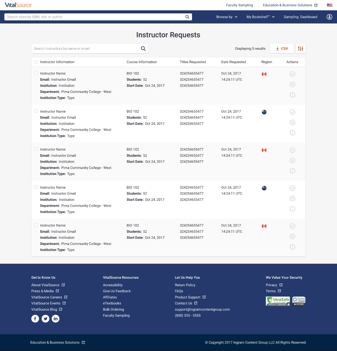 Instructor request screen