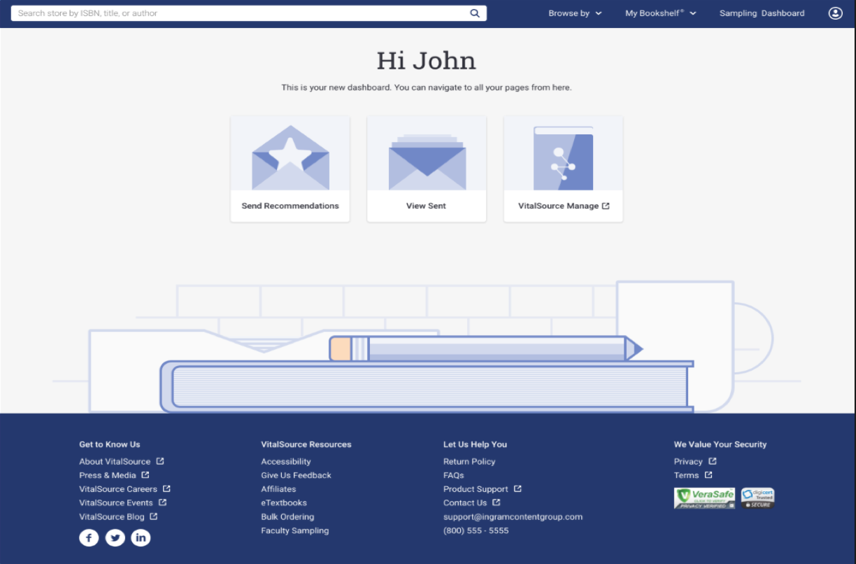 Sampling dashboard menu screen