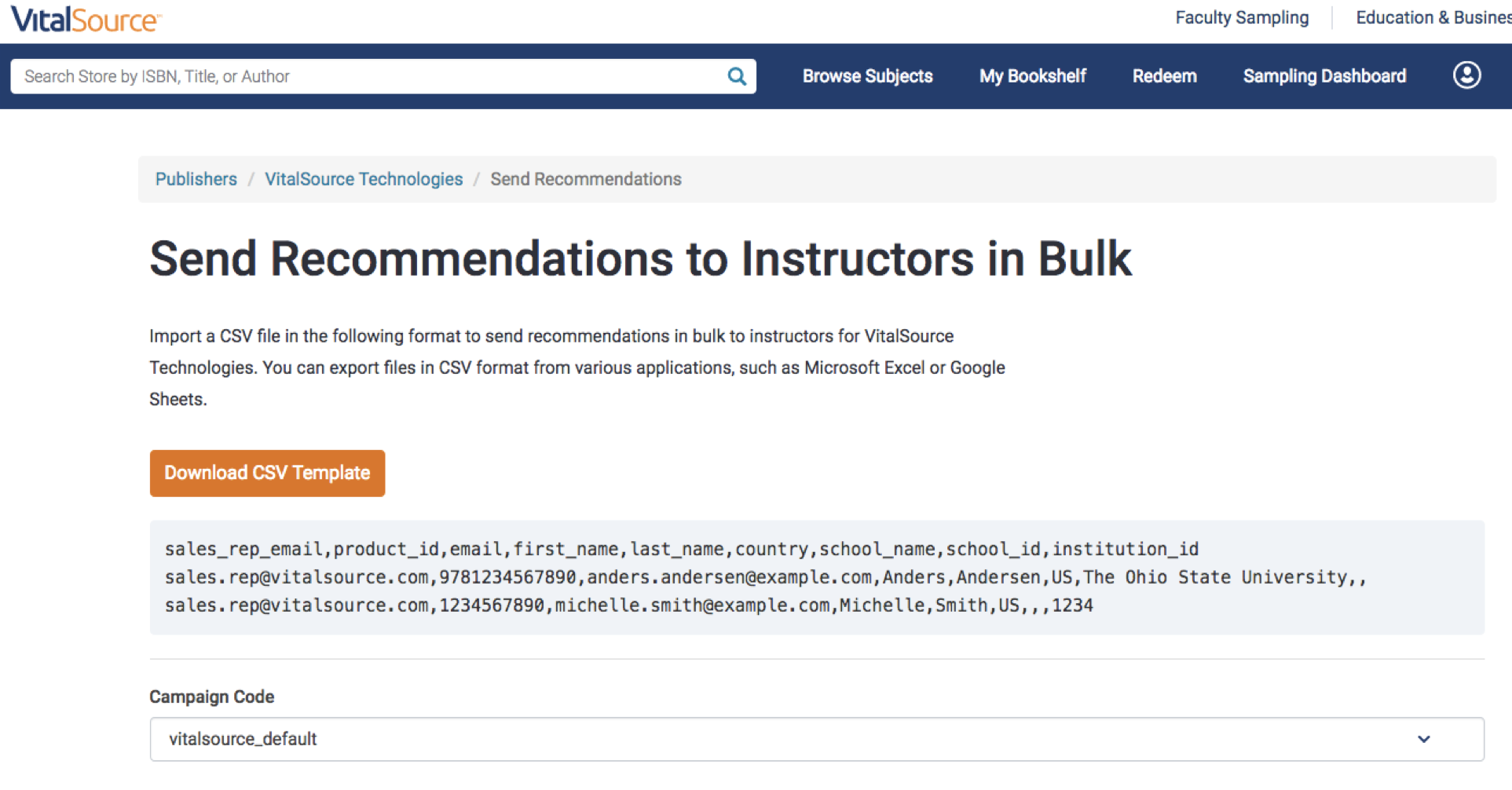 Send recommendations to instructors screen